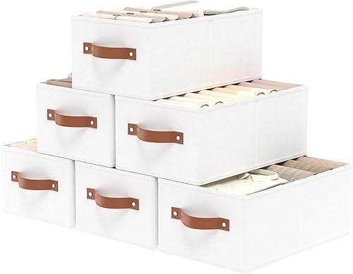 Miniatura 12 de OUTBROS Contenedores de almacenamiento, cestas de almacenamiento plegables para organizar, cajas de almacenamiento de tela con asas, para