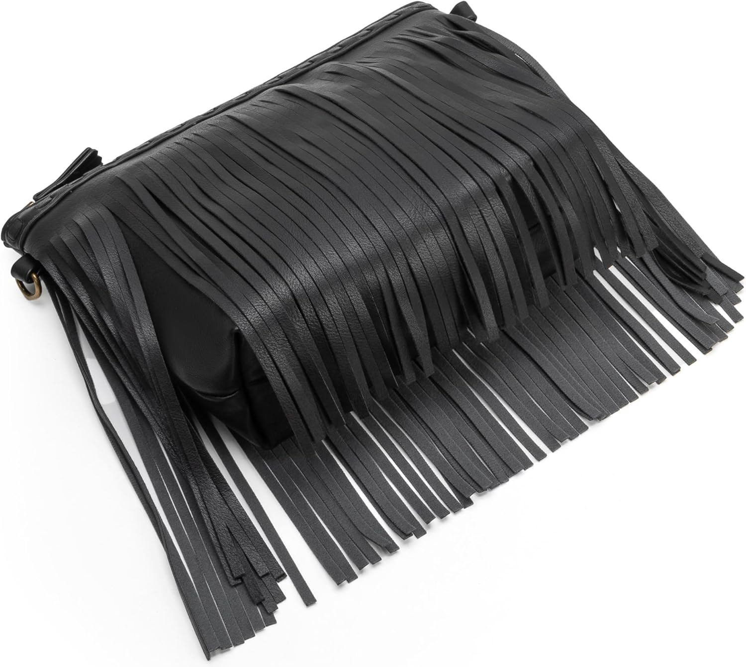 B BRENTANO Vegan Fringed Crossbody Bag with removable Strap, Western style Fringe Purse. - Image 3