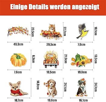 93 Stück Herbst Fensterbilder Mit Katzen & Hunden - Thanksgiving Deko