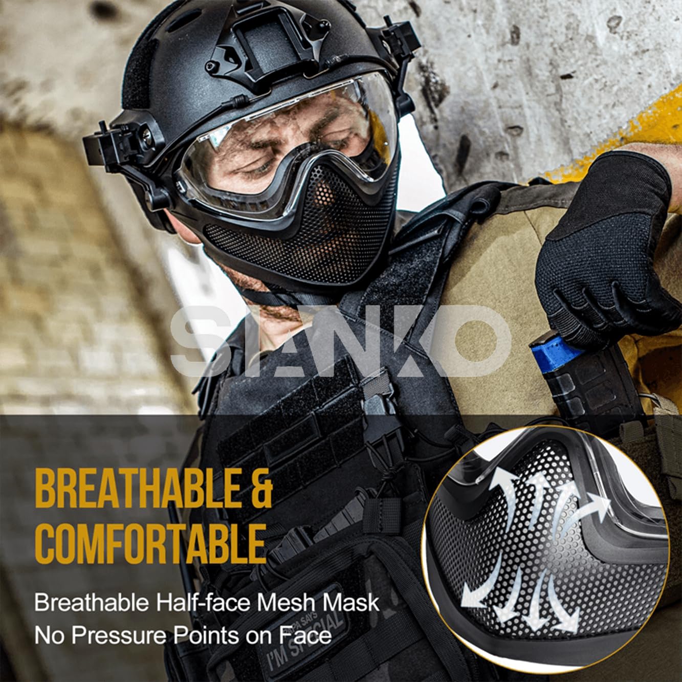 OneTigris Casque Tactique avec Masque et Lunettes de Protection pour