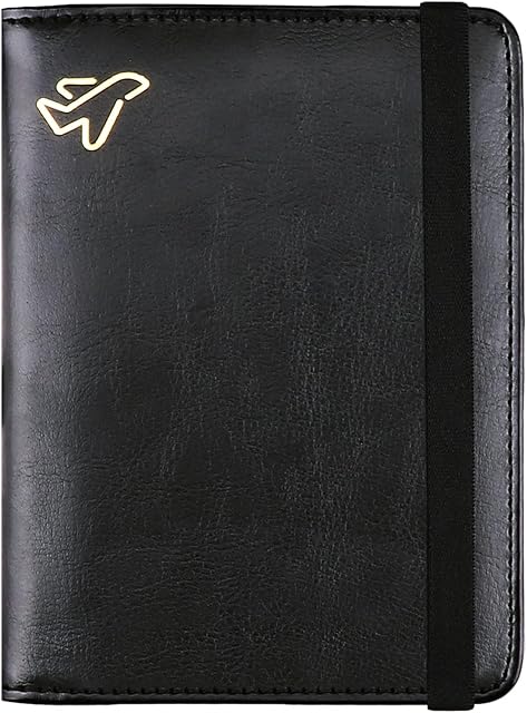 Passport Holder Cover, WALNEW RFID Blocking Leather Passport Covers, Travel Wallet Organiser Card Case for Men & Women (Black)