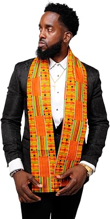 Dupsies Kente African Print Stole Made in Africa Black History Month Sash for Church, Choir, School & Cultural Events