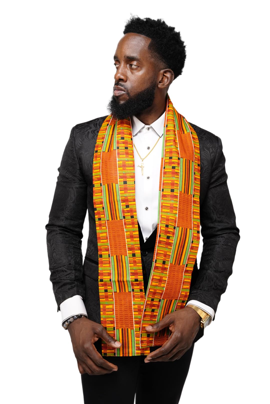 Kente African Print Stole – Made in Africa Black History Month Sash for Church, Choir, School & Cultural Events