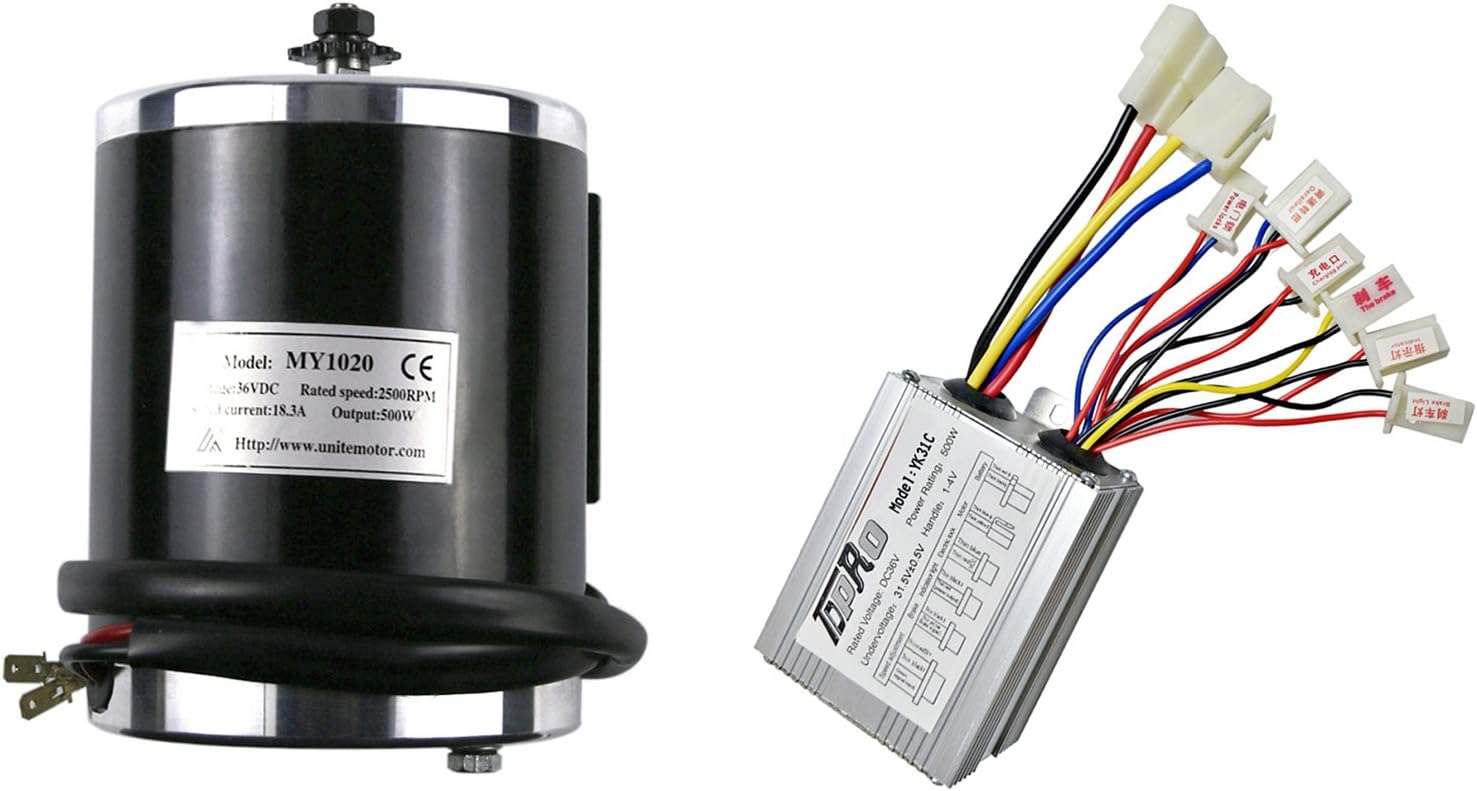 TDPRO JCMOTO 36v 500w Brushed Speed Motor and Controller Set for Electric Scooter Go Kart Bicycle e Bike Tricycle Moped