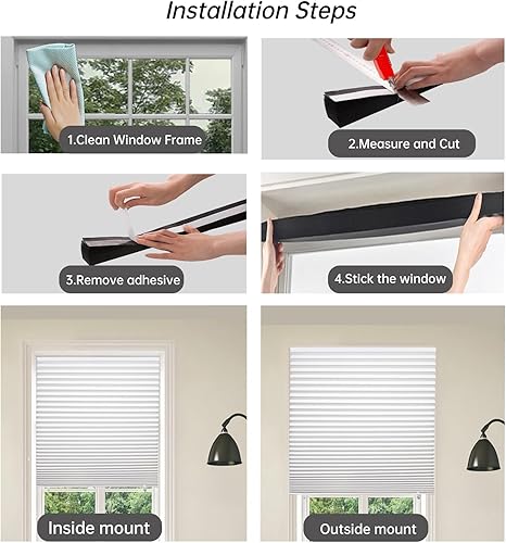 Miniatura 5 de Changshade Paquete de 6 persianas de papel plisado temporales para ventana, cortinas de papel adhesivas cortadas a medida, persianas plisadas