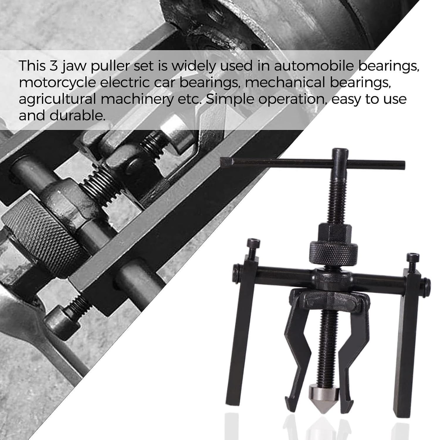 3 Jaw Puller Adjustable Bearing Puller Carbon Steel Gear Puller for Removing Spigot Bearings- Fully Adjustable