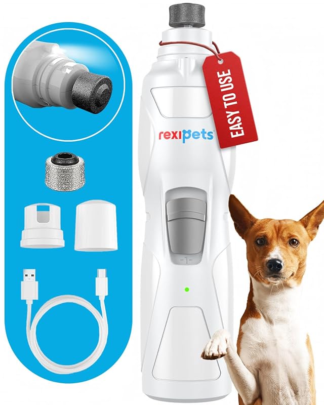 Cortador de Unhas Elétrico para Cães e Gatos com LED, 2 Velocidades e 3 Aberturas REXIPETS