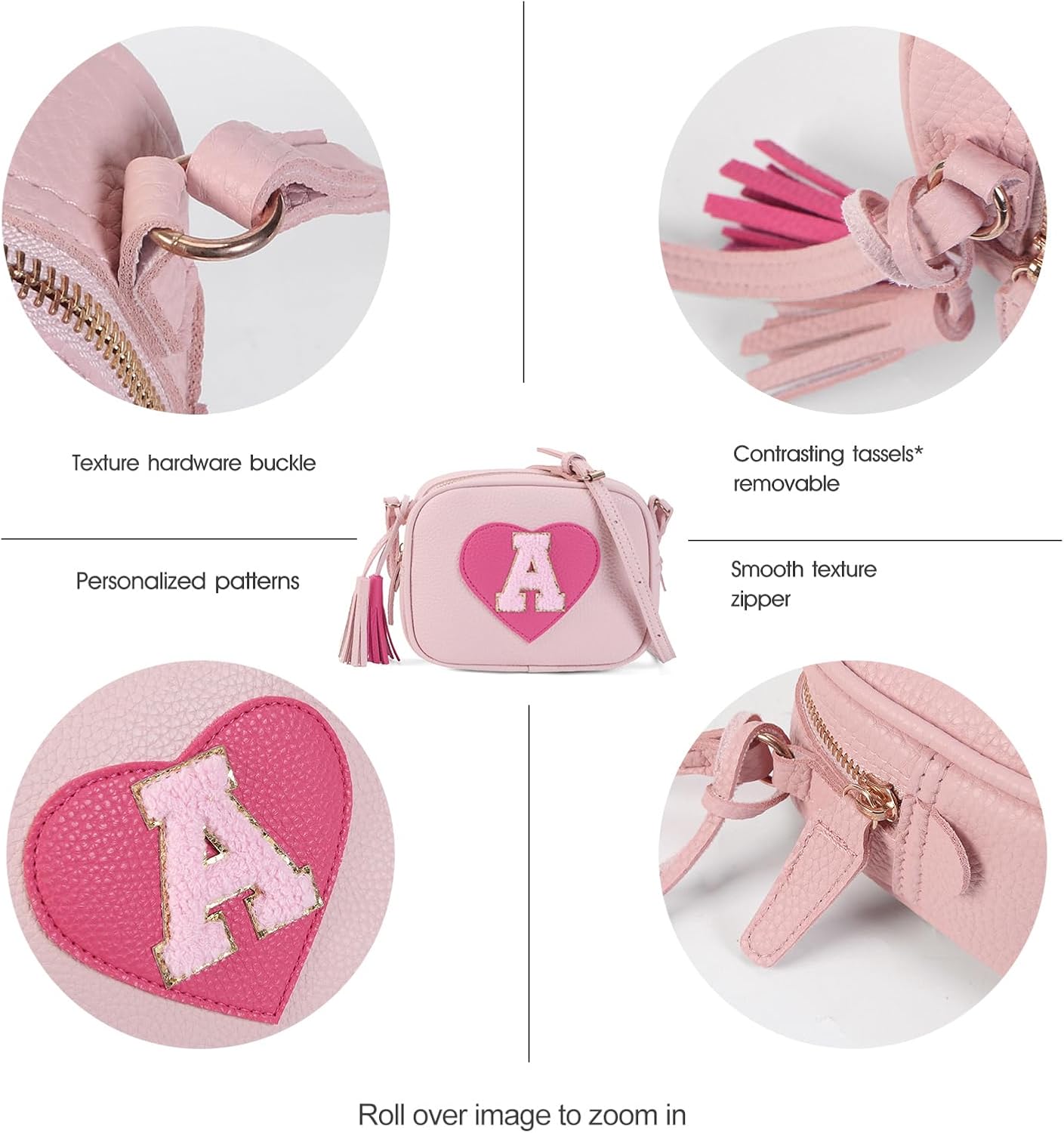 PRLINJSK Little Girls Purse, Kids Heart Purse, Cute Crossbody Bag with Small Teens Girls Wallet Gift