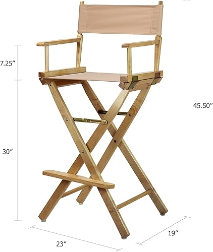 Miniatura 3 de Casual Home - Silla de director de 30.0 in, marco natural, con lona bronceada, altura de barra