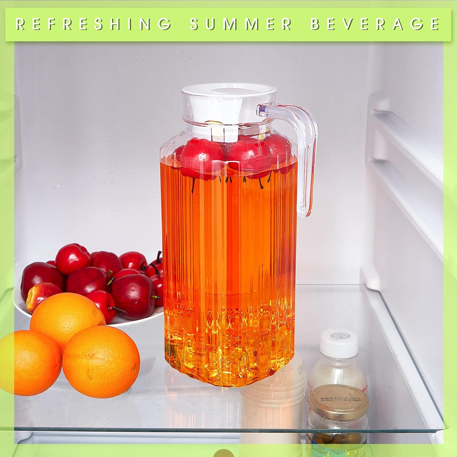 Panitay 2 Pcs 68 Ounces Plastic Pitcher with Lid Clear Acrylic Pitcher Shatter Proof Juice Containers with Lids for Water Milk Sangria Lemonade - Image 5