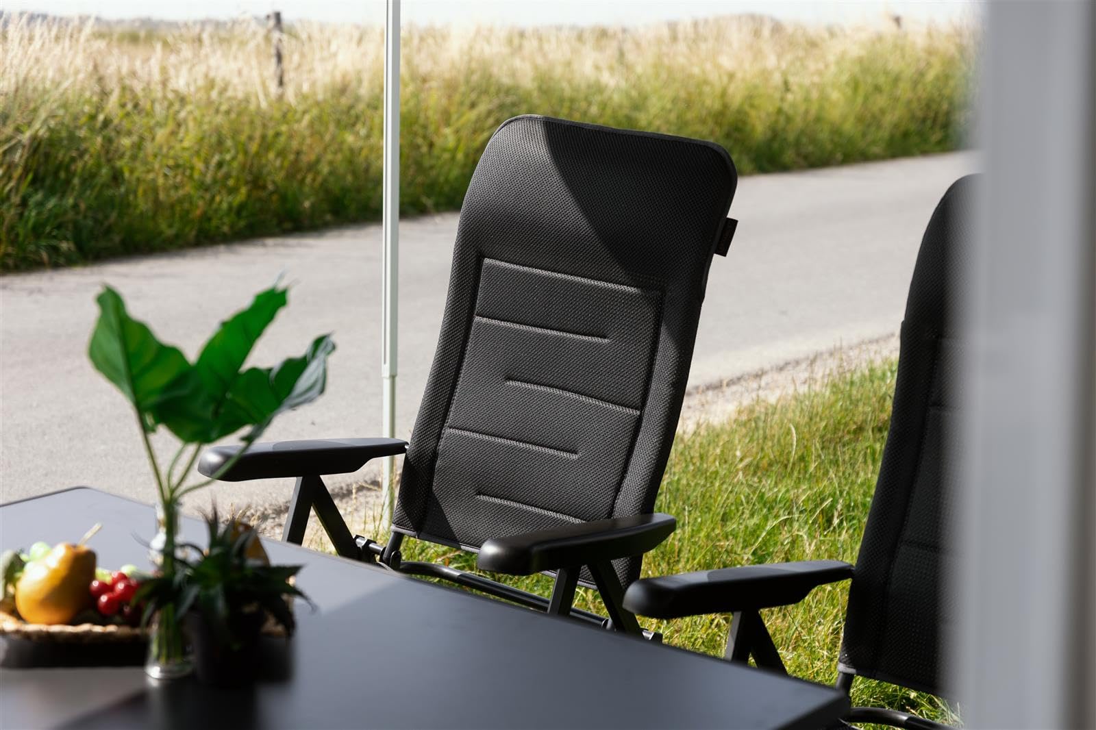 Aurum Campingstuhl Hochlehner – 7-Fach Verstellbarer Aluminium-Klappstuhl mit atmungsaktiv gepolstertem 3D-Bezug, 50 cm Sitzbreite, bis 120 kg – für Camping, Caravan und Garten