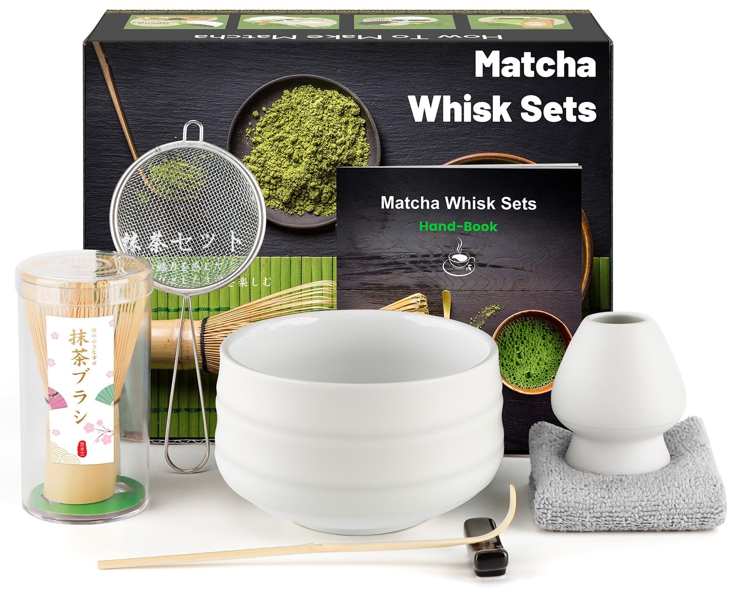 7 Pcs Matcha Set, Matcha Kit for Ceremony, Matcha Tea Set for Making Latte, Japanese Matcha Ceremony Kit, Bamboo Matcha Whisk Set and Bowl(chawan) with All Accessories, Gift for Matcha Lover