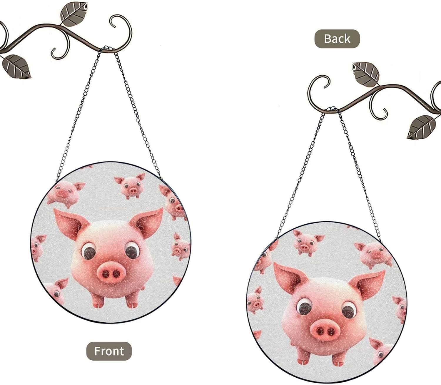 Stained Glass Window Hanging 10in（25cm）, Smiling Animal Sun Catchers Indoor Window, Stained Glass Suncatcher Ornament with Metal Chain, Wall Art Home Decor Gift for Women Mother's Day