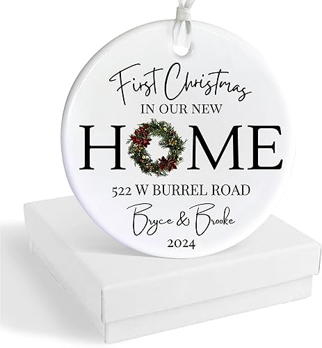 Miniatura 8 de Adorno personalizado para la primera Navidad en nuestra nueva dirección del hogar, adorno personalizado para dirección de casa, regalo para la