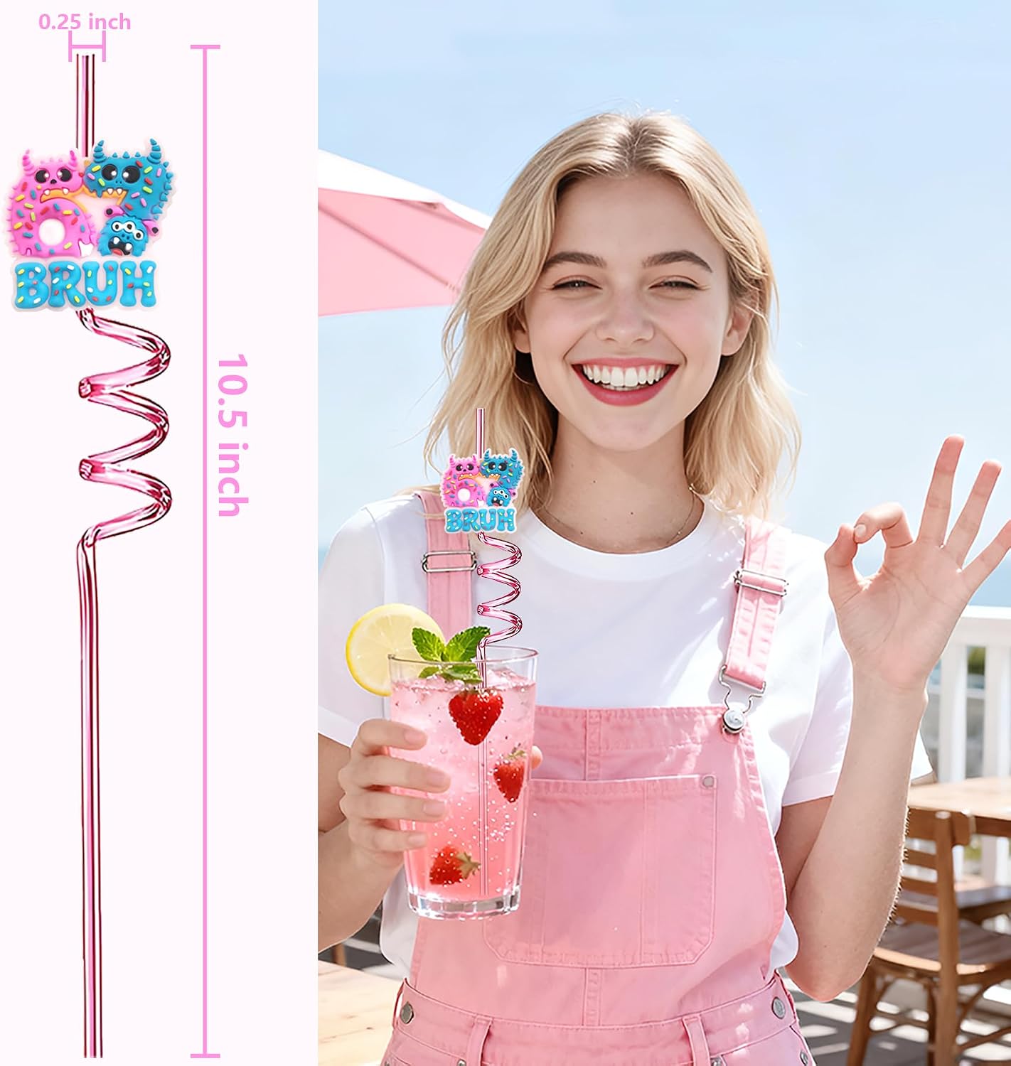 Silly Crazy Straws for Kids 6 7 Monster Themed Birthday Party Supplies,8PC