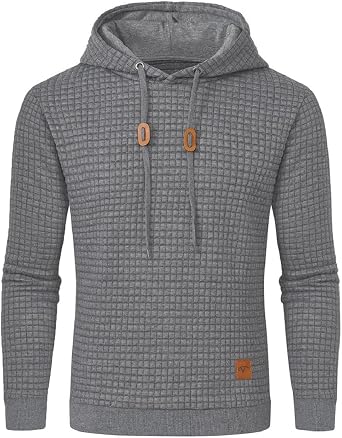 Tansozer Mens Hoodies Pullover Jacquard Long Sleeve Casual Hooded Sweatshirts