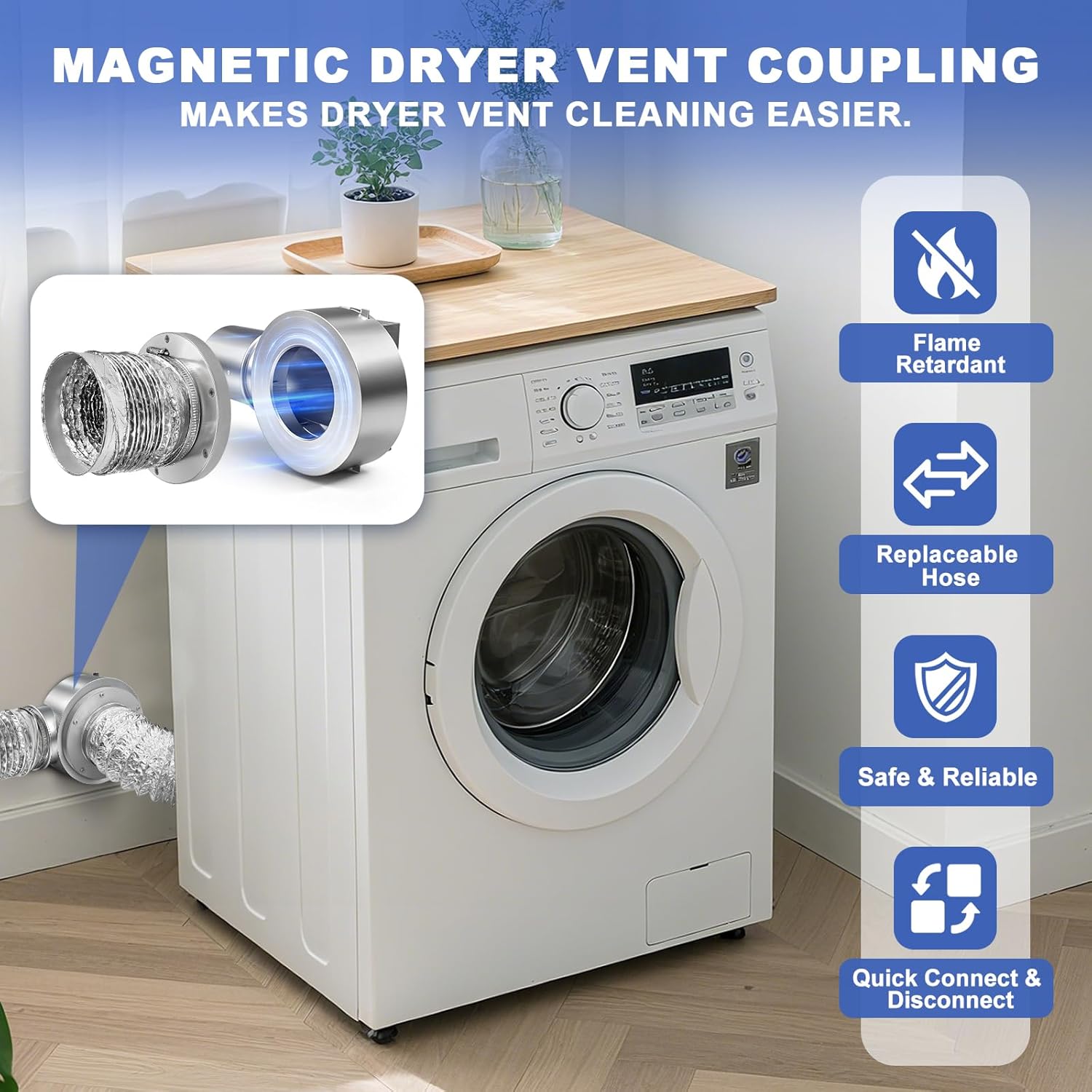 Magnetic Dryer Vent Coupler,Dryer Vent Coupling 90-Degree Elbow,Magnetic Dryer Vent Connector Kit Strong Magnetic Self-connection - Image 7