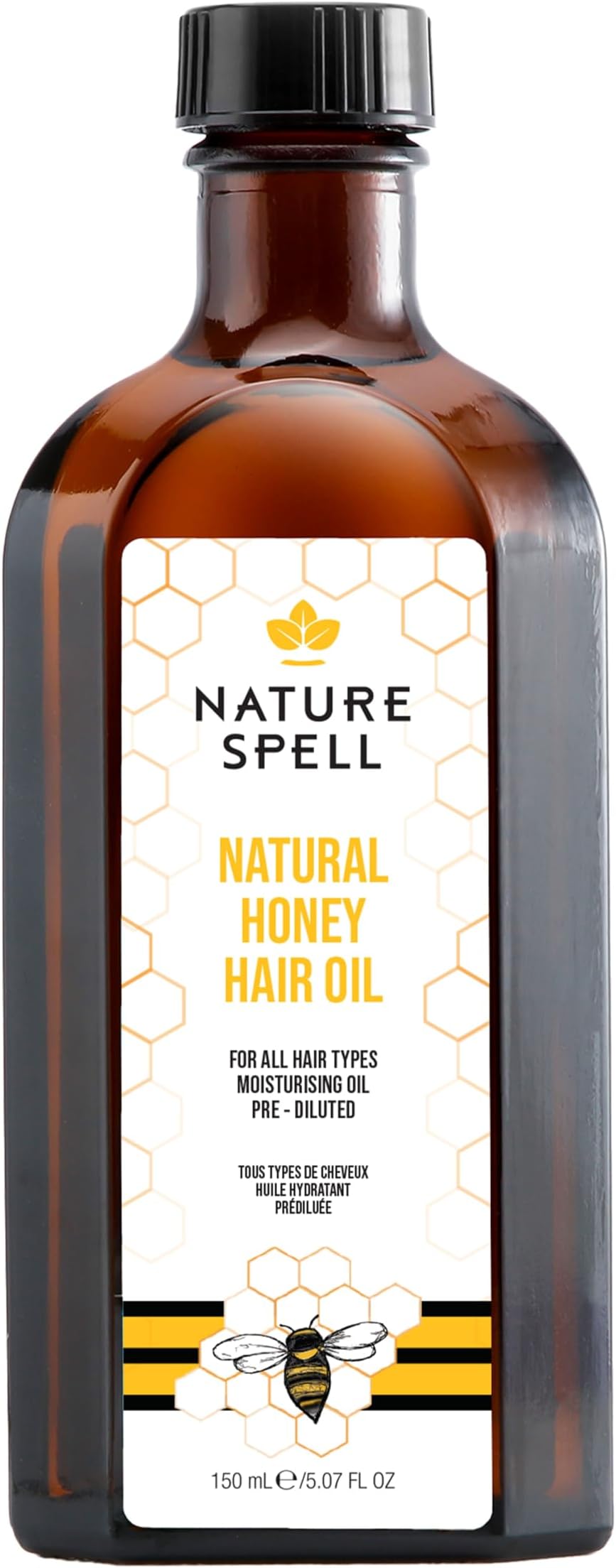 Nature Spell Honey Oil for Hair, Pre-Diluted Oil Helps Lock in Moisture & Enhance Shine, For All Hair Types, Vegan, 150ml