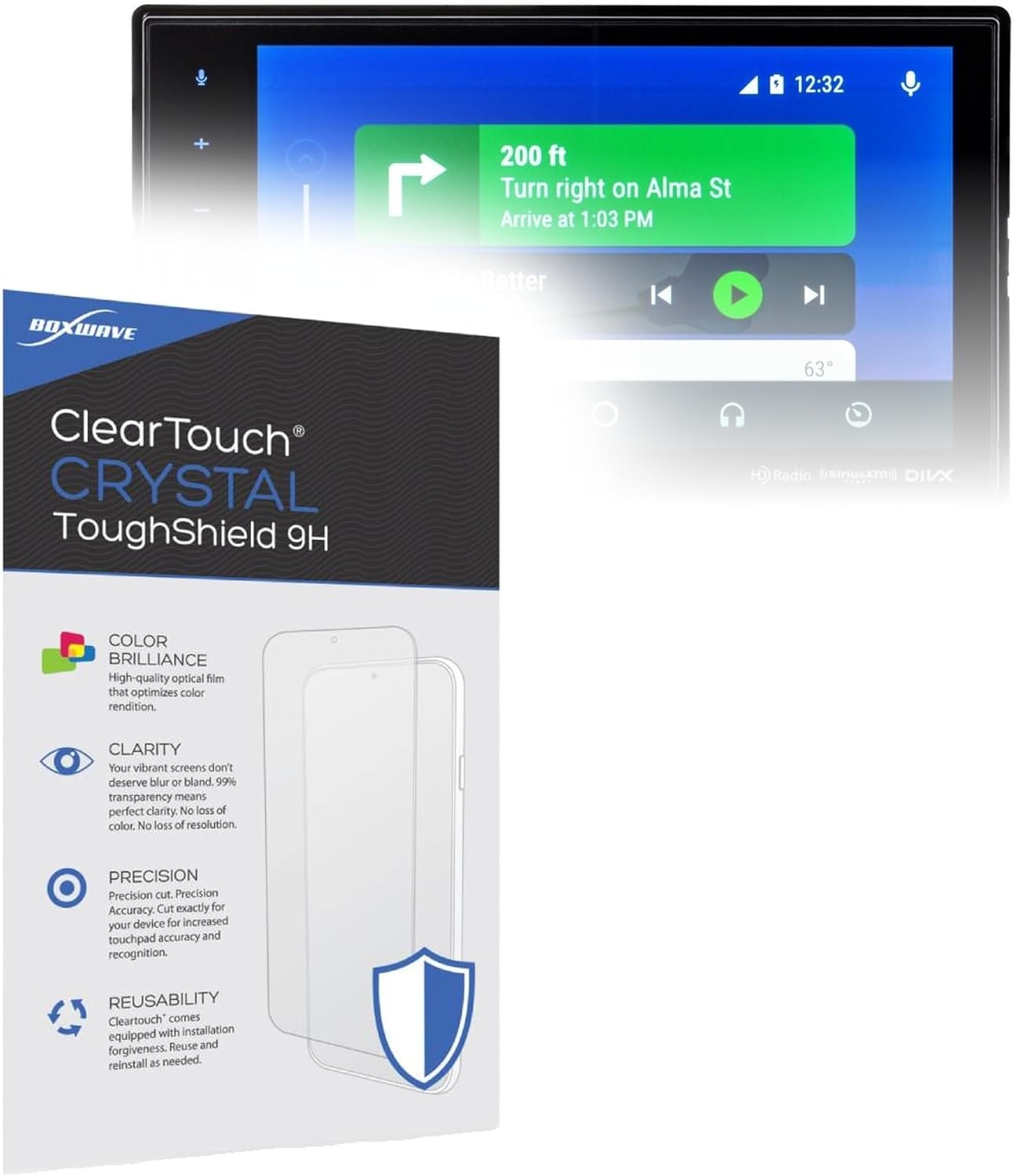 BoxWave Screen Protector Compatible with Pioneer DMH-C5500NEX - ClearTouch Crystal ToughShield 9H (2-Pack), Clear 9H Tough Flexible Film Screen Protector