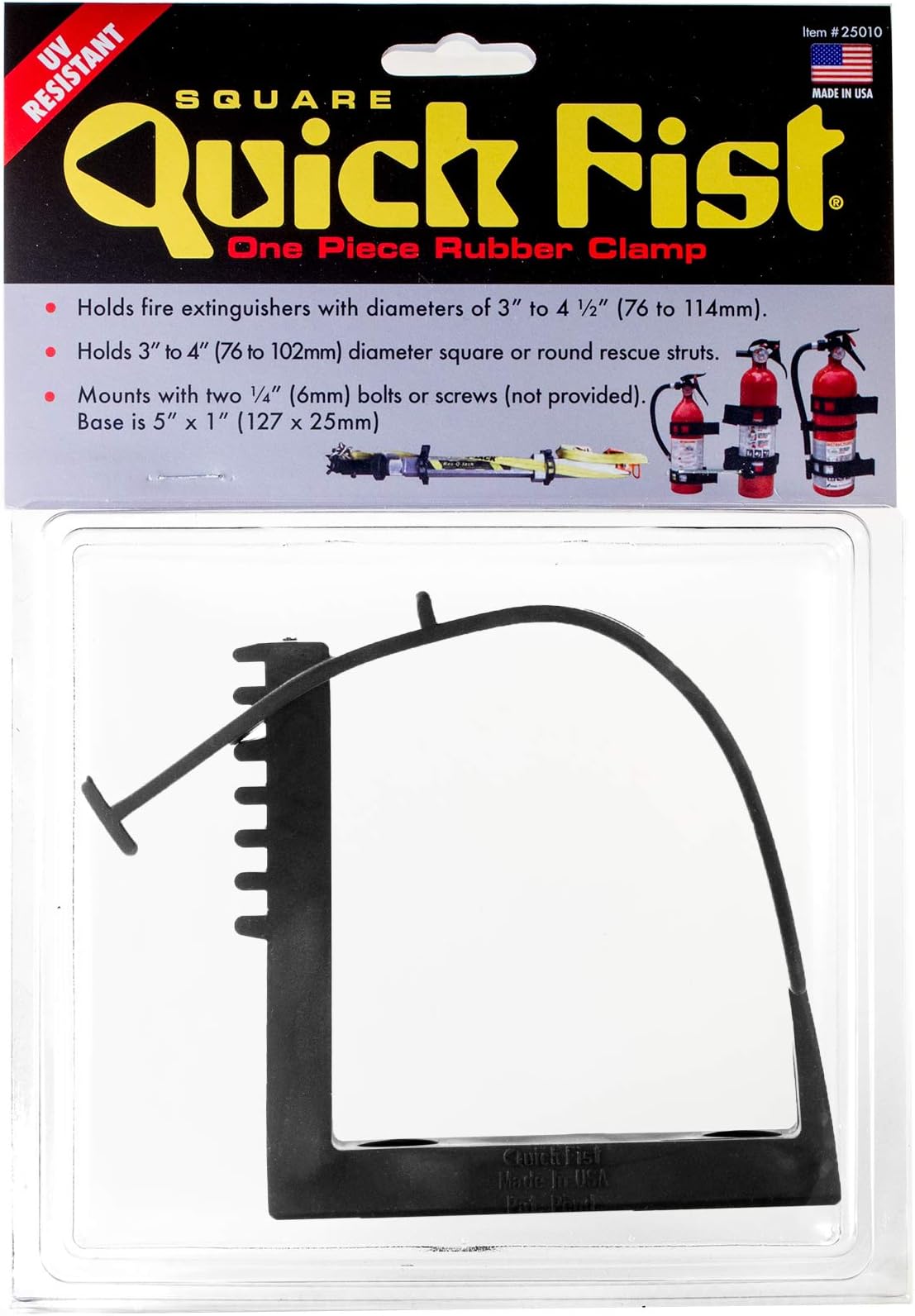 Square Quick Fist Clamp for mounting Tools & Equipment 3" to 4.5" Diameter, Black – 25010