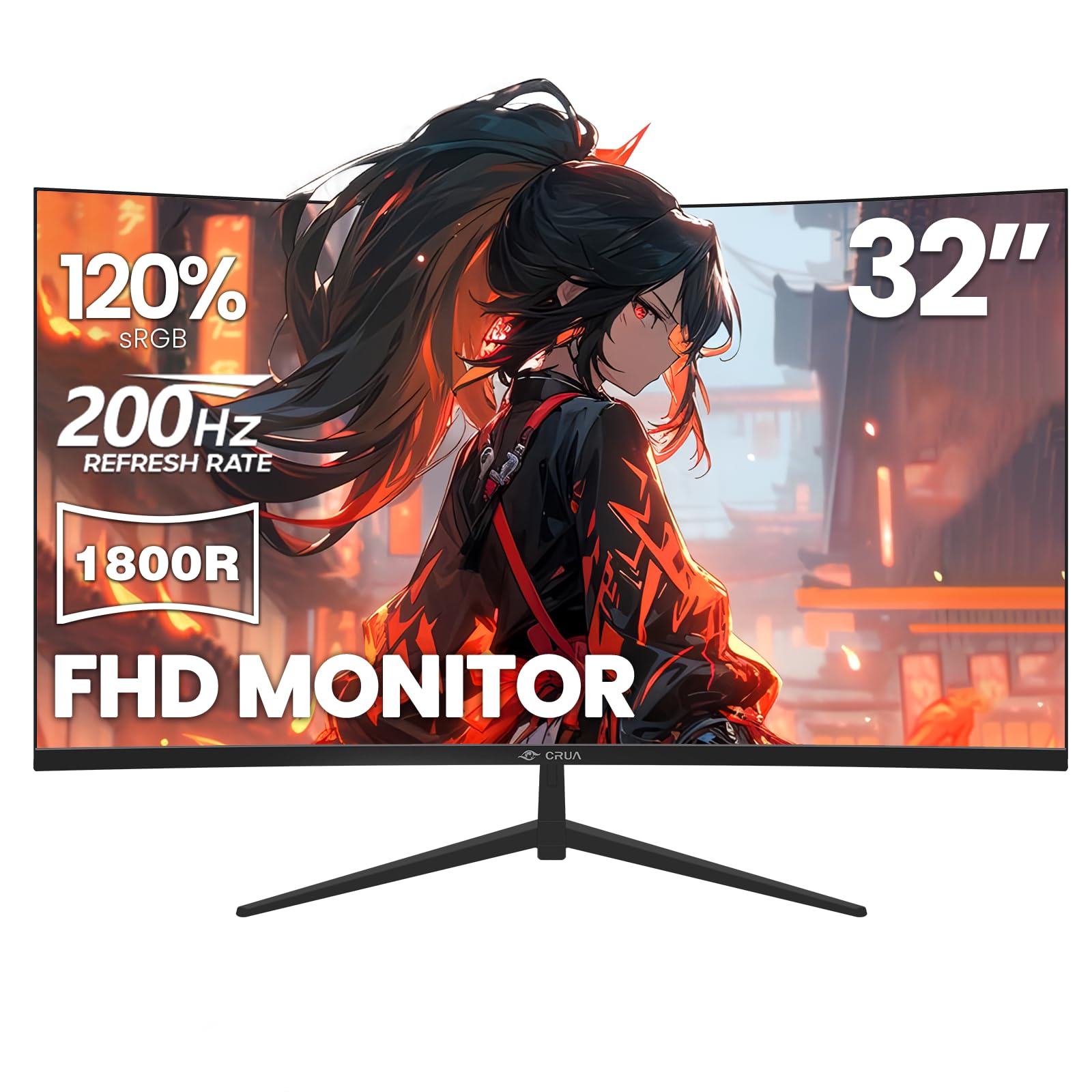 Amazon.co.jp: CRUA 32インチ ゲーミングモニター 湾曲 200Hz