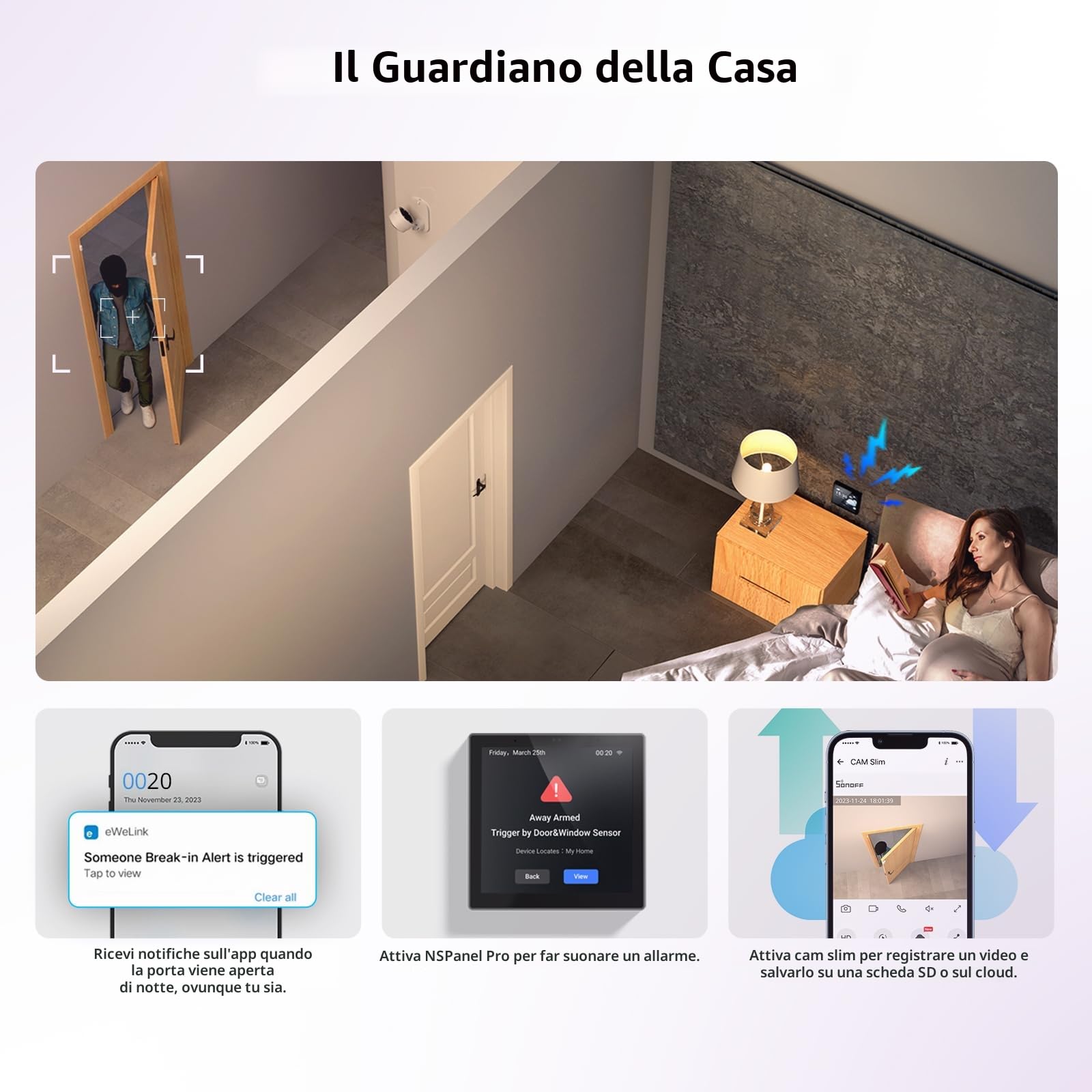 SONOFF SNZB-04P Sensore per porte e finestre Zigbee 2 Stuck, sistema di allarme intelligente per porte e finestre,richiede Zigbee Hub,compatibile con Alexa e Google Assistant，scene intelligenti