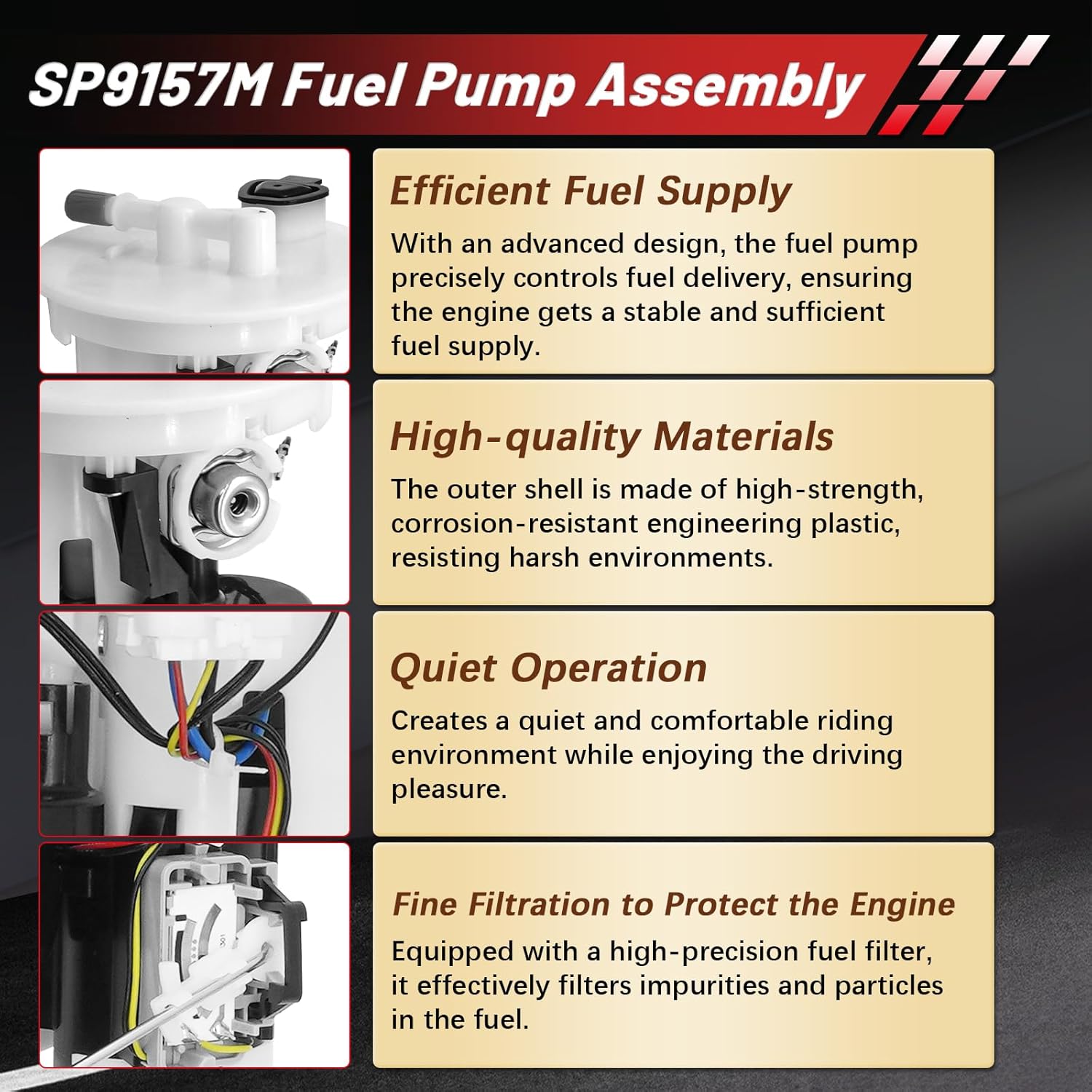 SP9157M Electric Fuel Pump Assembly Fit for 1997-2001 Toyota Camry, 1998-1999 Avalon, 1999-2003 Solara, 232210a030 767GE 9015950343 8332033030