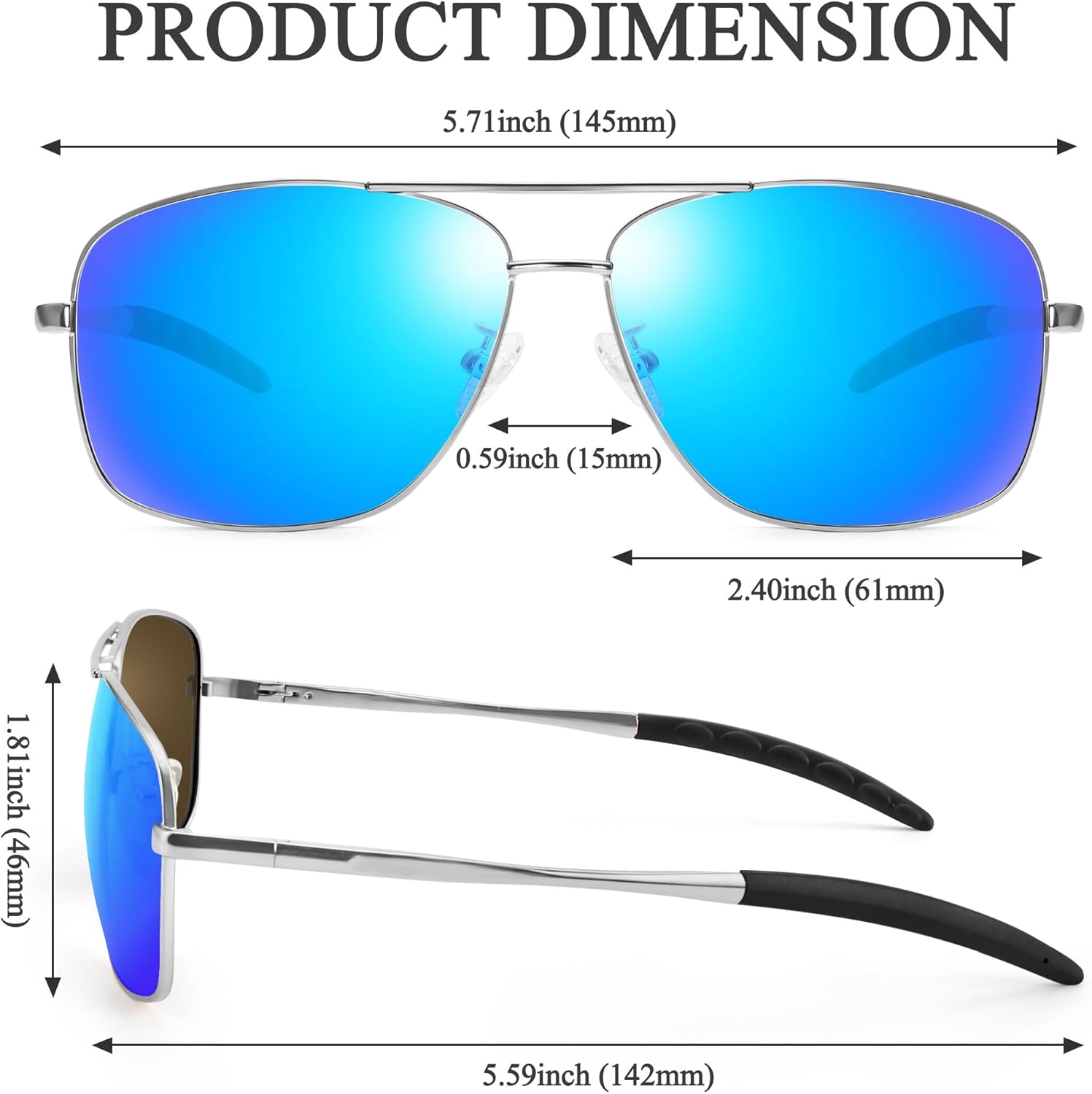 URUMQI Polarized Aviator Sunglasses for Men Women,UV400 Protection Lens, Ultra Lightweight Pilot Sun Glasses for Driving Golf