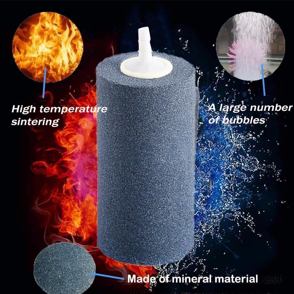 Large Air Stone, Air Stone Hydroponics, 4 x 2 Inch Large Air Stone Cylinder Bubble Diffuser for Aquarium, Fish Tank, Pond and Hydroponics Air Pump, Growing System, Circulation