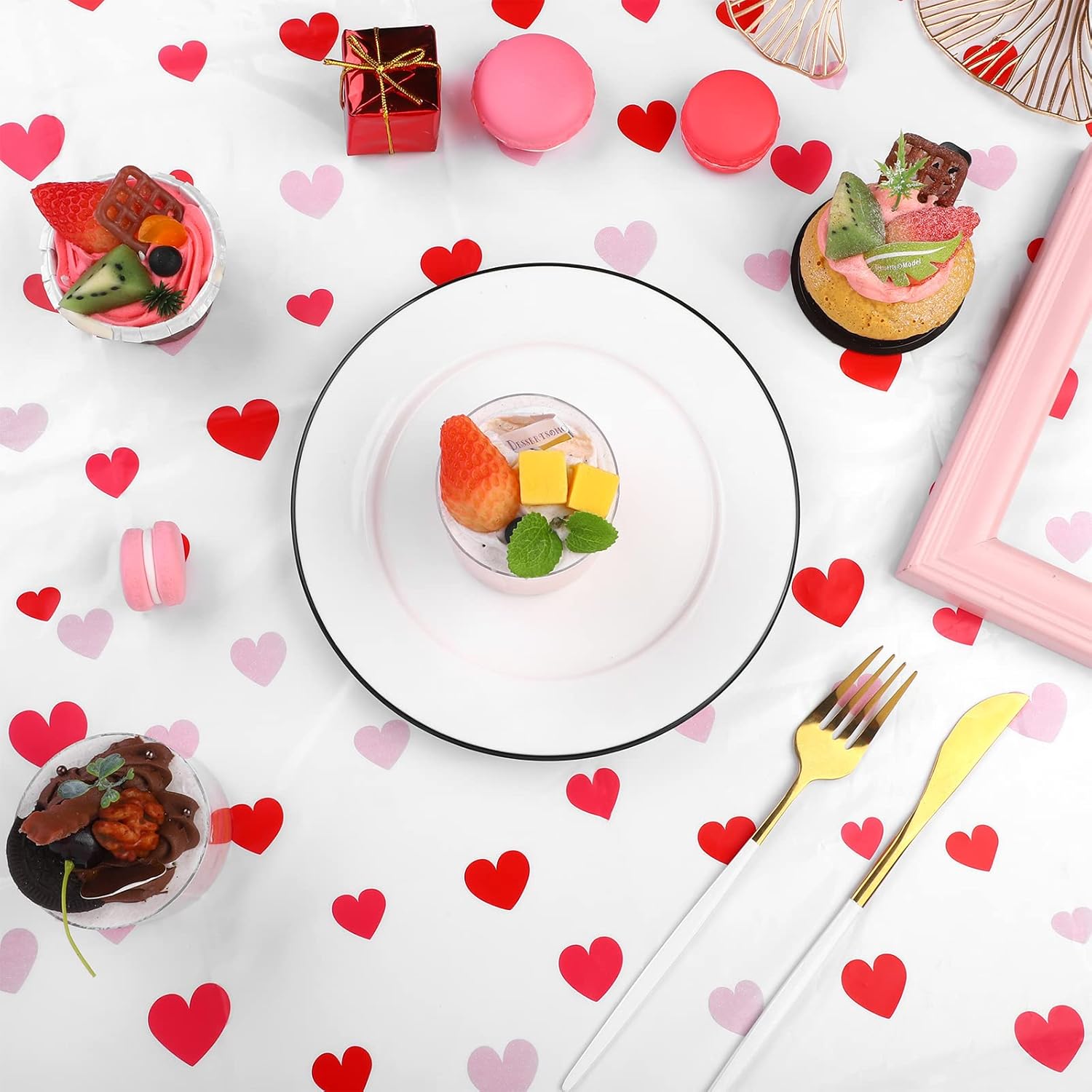 Ruisita 2 Pack Valentine's Day Red Heart Table Cloth Plastic Waterproof Table Covers 108 x 54 Inch Romantic Red Heart Plastic Tablecloth for Valentine's Day Home Party Decoration : Home & Kitchen