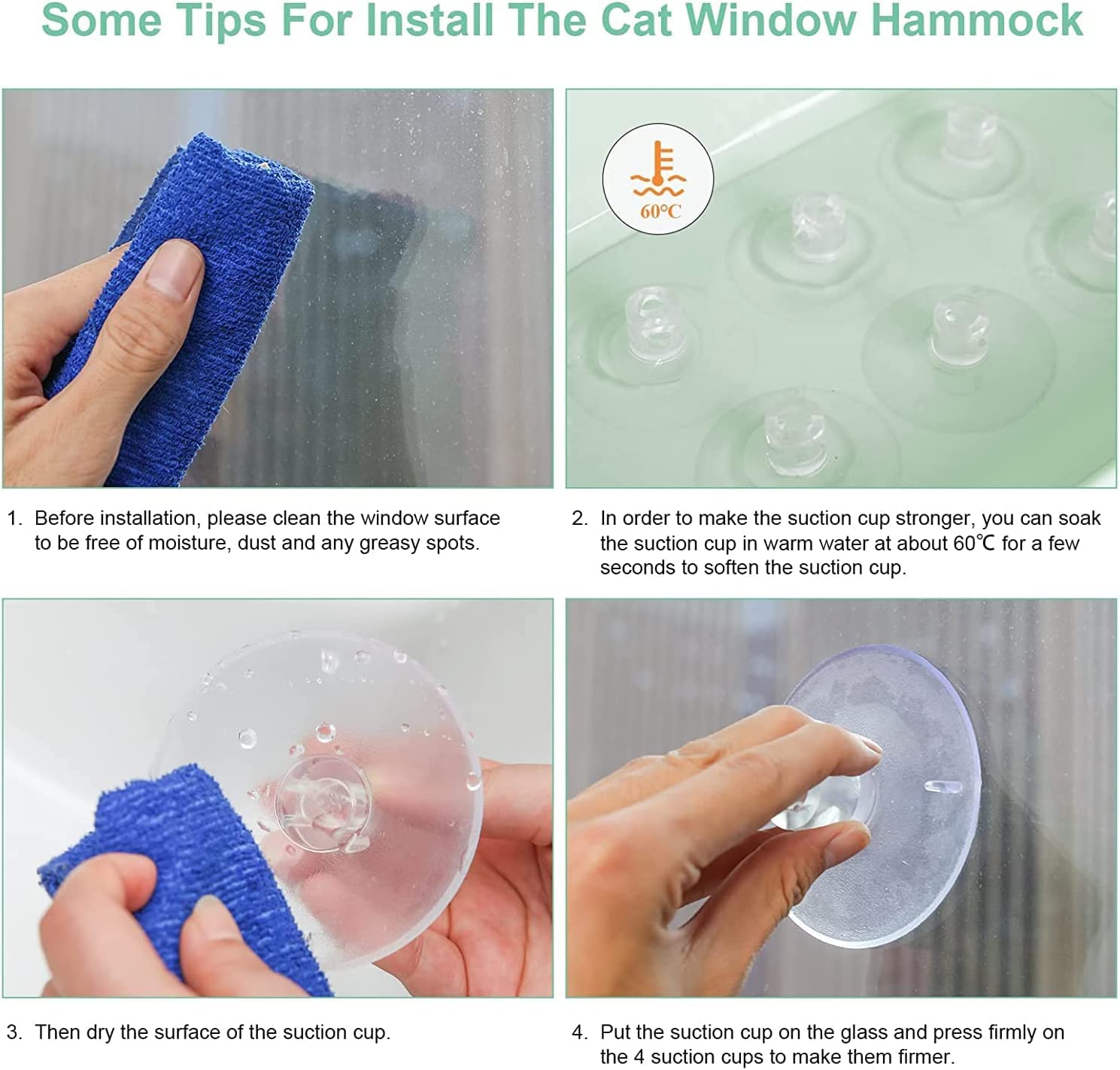Fenêtre de lit de Chat, lit de siège de fenêtre de Chat Hamac Design Peu encombrant 1pcs Ventouse supplémentaire