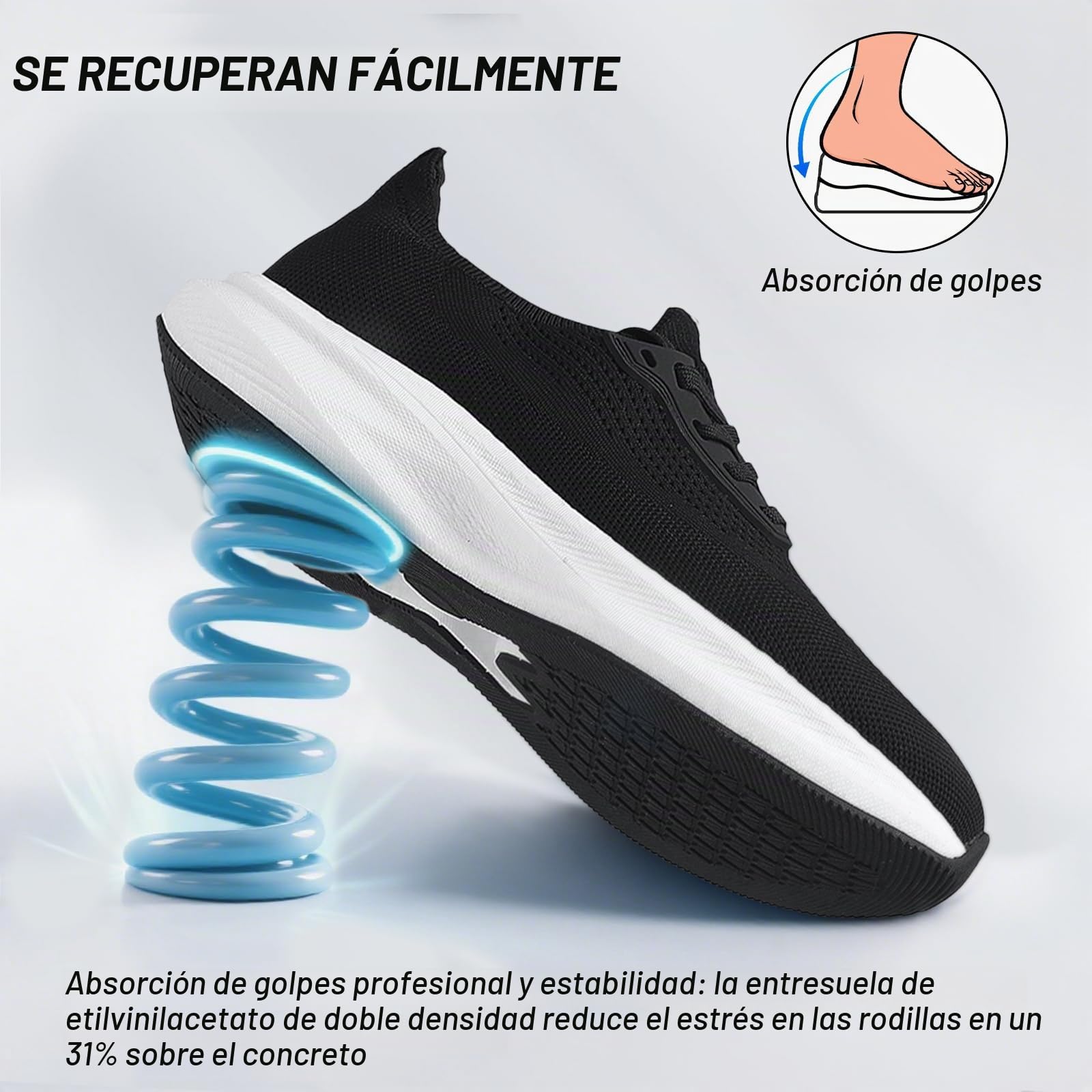 Zapatillas de Running Extra Anchas para Hombre, con amortiguación y Soporte, Ligeras y Transpirables, con Puntera Ancha