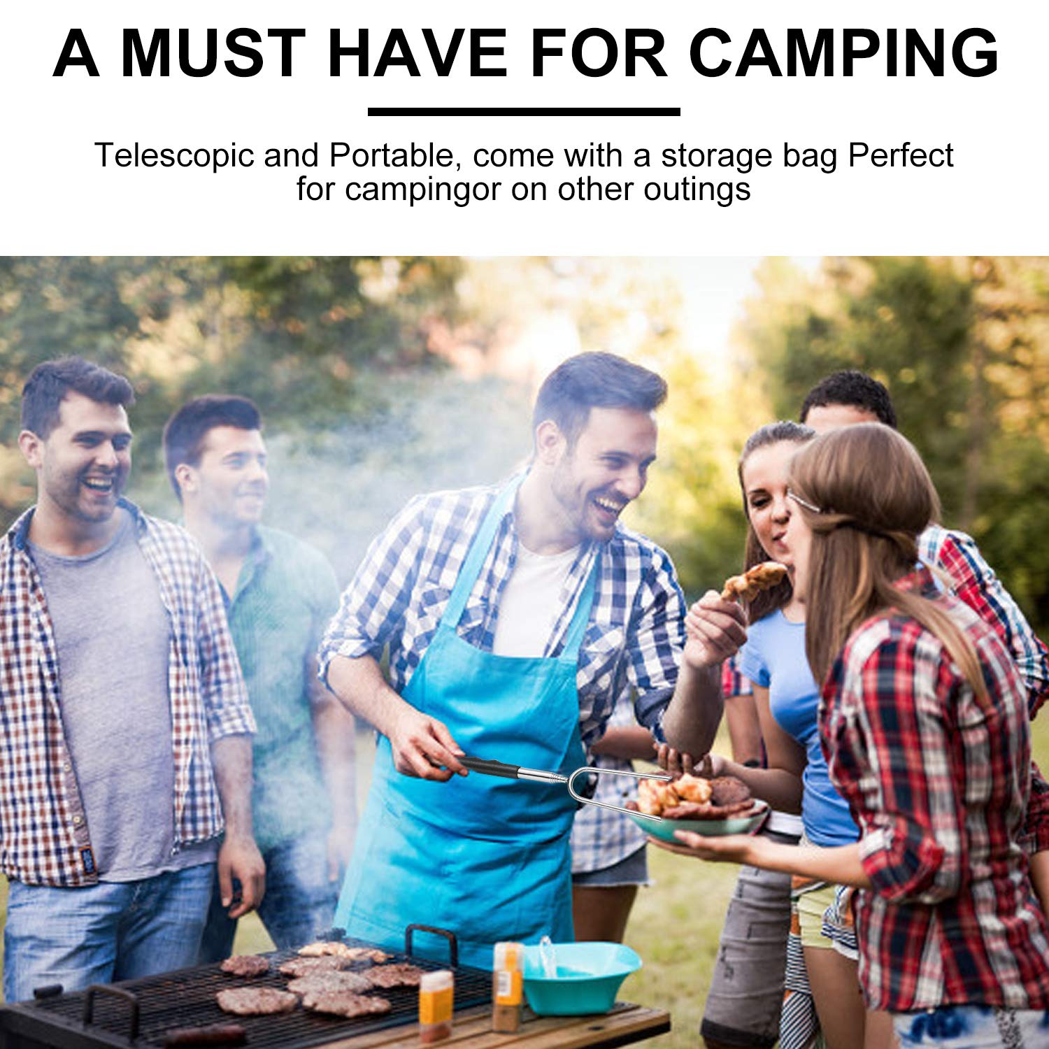 Homealexa Horquillas para Barbacoa de 6 Piezas, Brochetas Telescópicas de Acero Inoxidable, Palos para Asar Malvavisco de 85 cm Adecuado para Barbacoa, Hoguera, Camping, Picnic, Fiesta