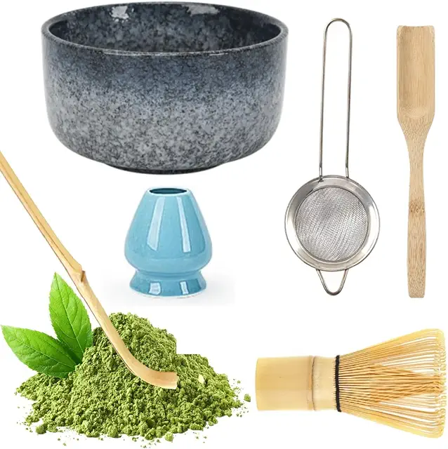 Matcha Copenhagen Set: 6-teiliges Japanisches Tee-Set mit Schale und Schneebesen