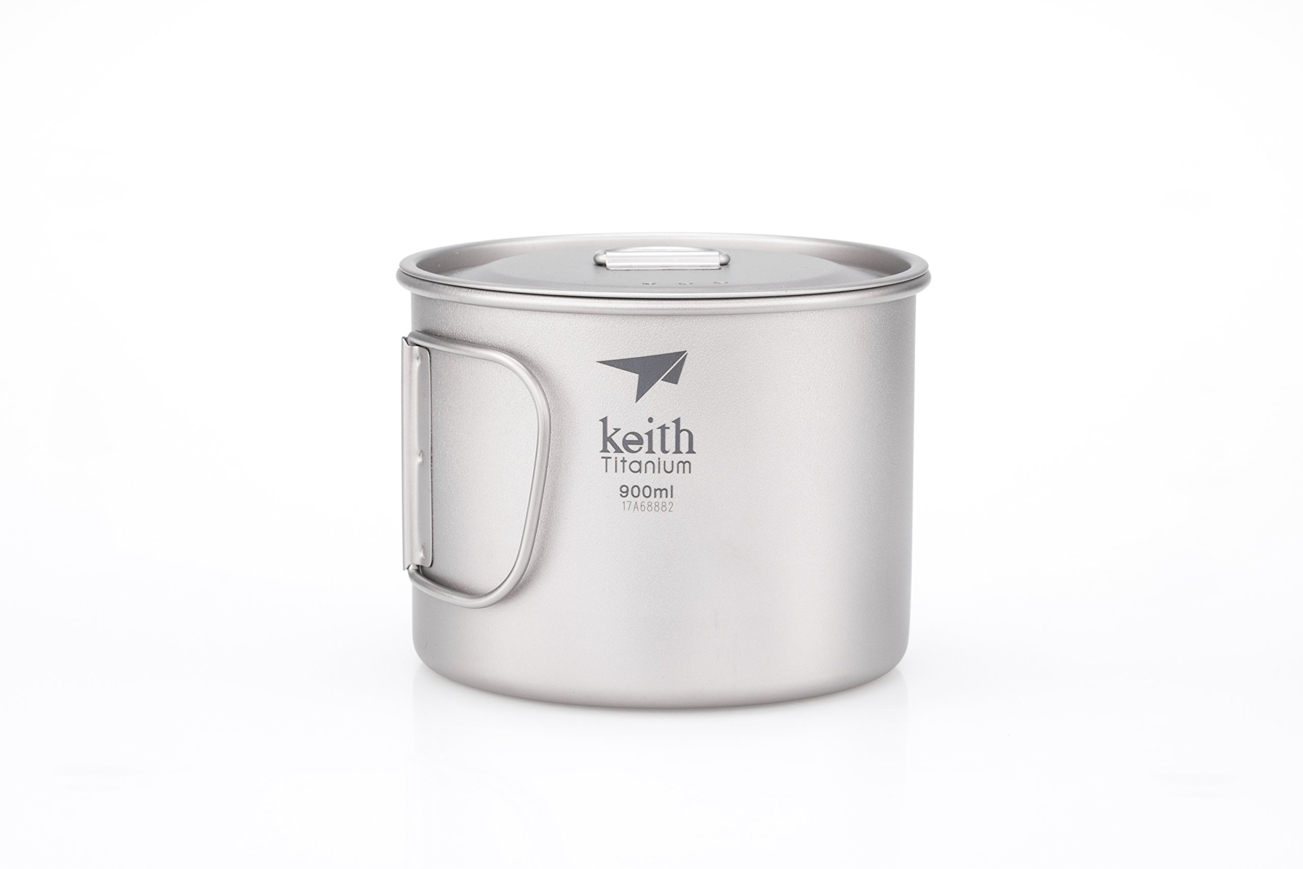 Keith Titanium Ti3209 Single-Wall Mug with Folding Handle and Lid - 30.4 fl oz