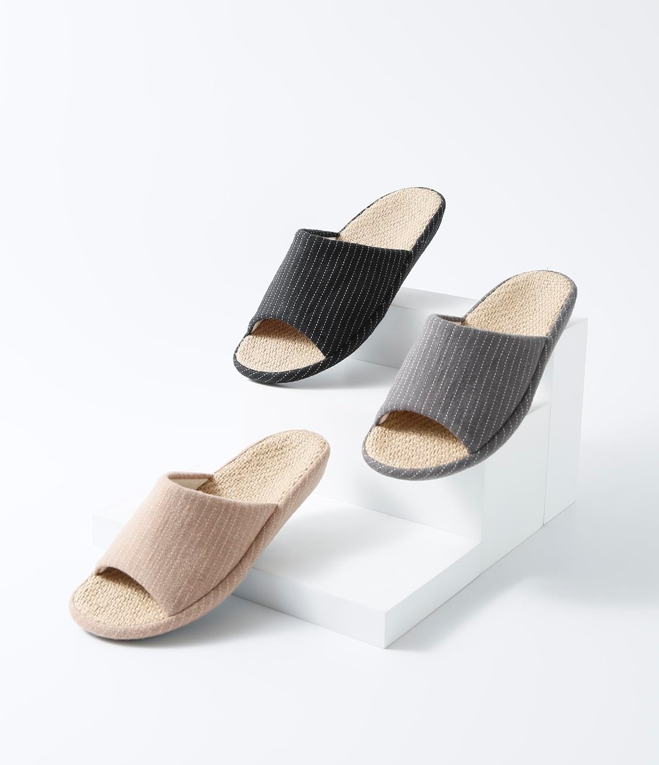 MAGILONA Womens House Slippers Summer Open Toe Tatami Straw Men's Indoor Shoes,Bedroom Linen Lightweight Slip Silent Slippers - Image 5