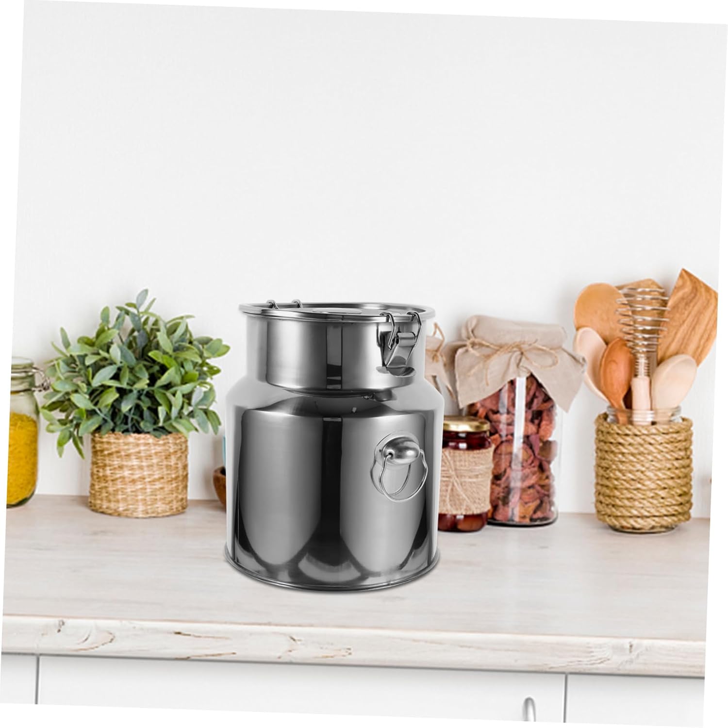 Sealed Barrel Storage Container Stainless Steel Flour Bucket Rice Storage Kitchen Pantry Organization