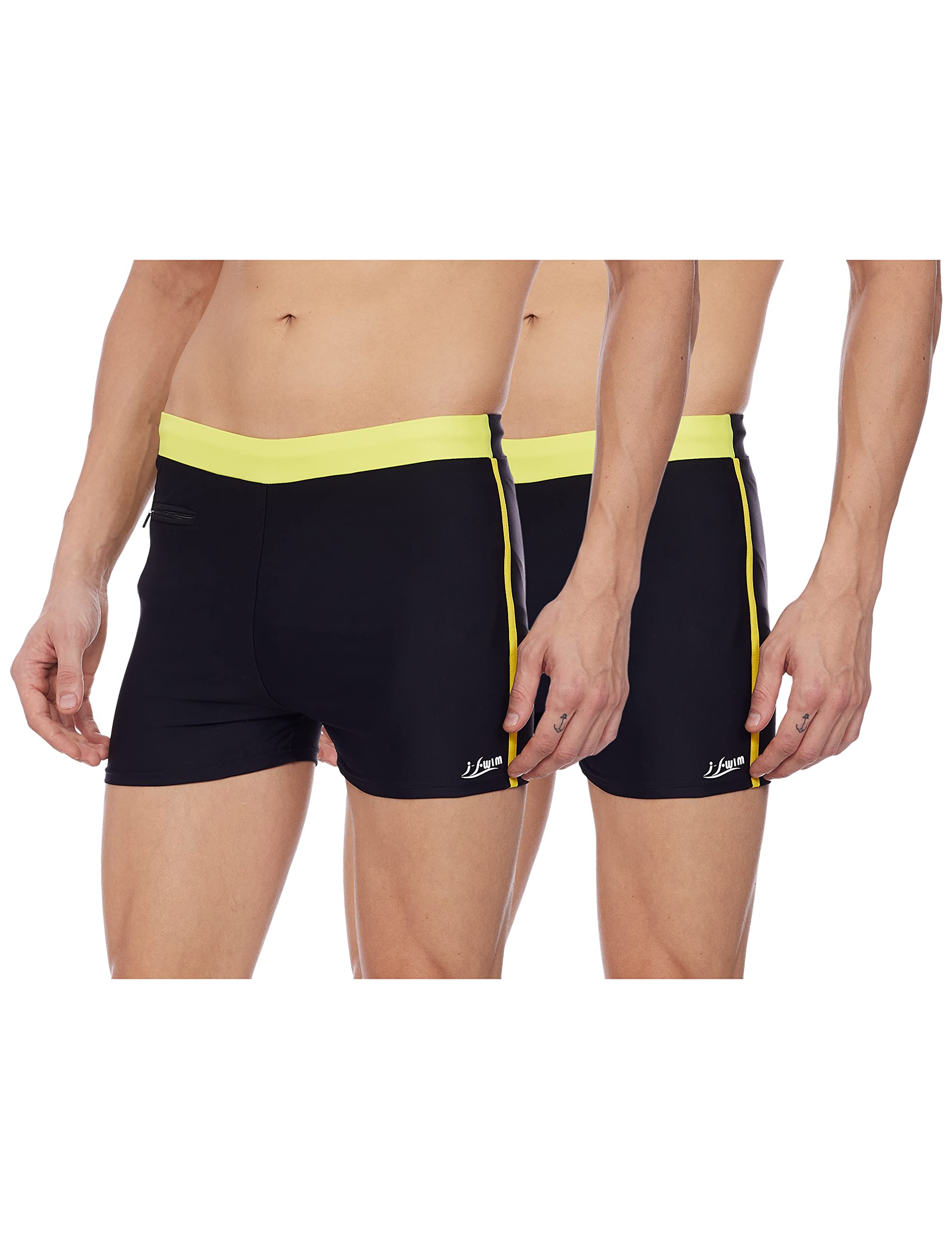 I-Swim Mens Costume Is-010 Size Xl Black/Yellow With Is-010 Size Xl Black/Yellow Pack Of 2 And Swimming Goggles Is-501