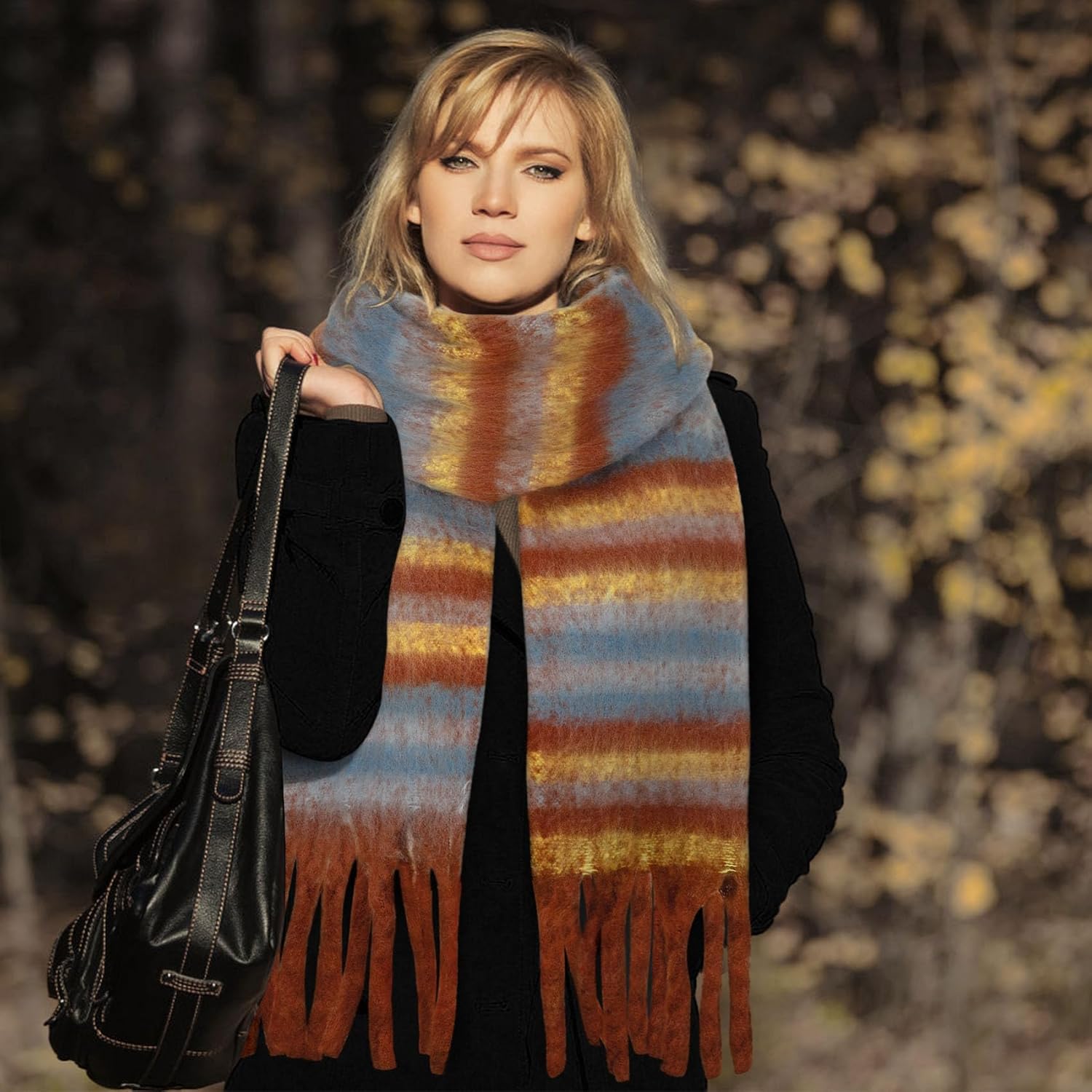 Winter Scarf for Women Large Chunky Plaid Scarves Oversized Thick Soft Blanket Scarfs Warm Tassel Shawl - Image 6