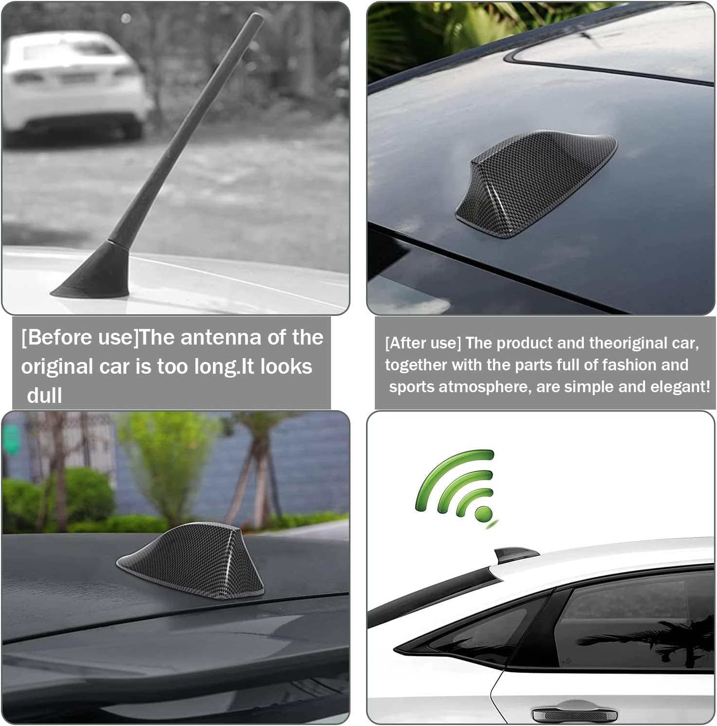 Haifischflossenantenne Auto-Haifischflossenantenne for Yaris 2013–2017, ABS-Material, Flossen-Dachantenne, Autoradio-Antennen, stärkeres Signal mit Klebebasis(White/B)