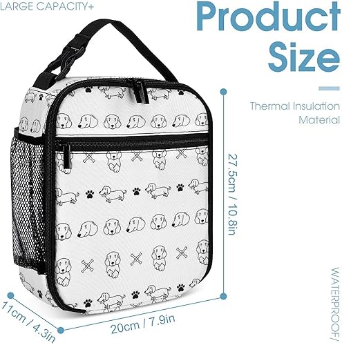 Miniatura 2 de DEVONWIDE Doodle Dog - Lonchera portátil con aislamiento de perro salchicha con aislamiento reutilizable, bolsa de almuerzo para mujeres y adultos,