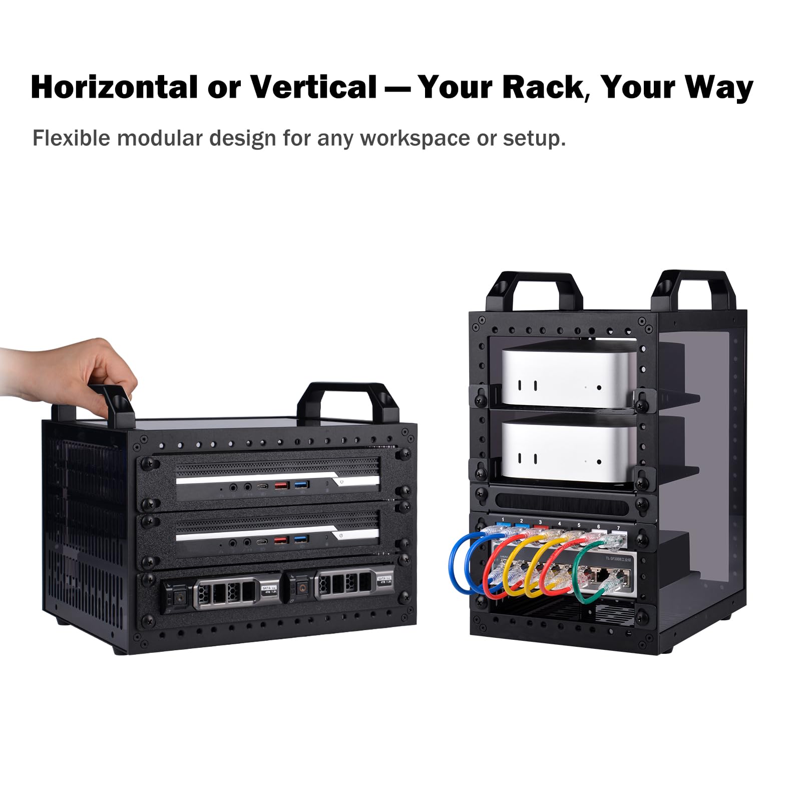GeeekPi DeskPi RackMate TT Mini gabinete de servidor para mini PC, red, servidores, audio y equipo de video