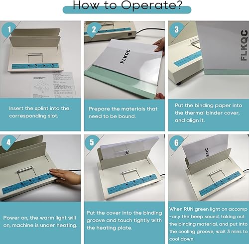 Miniatura 5 de FLKQC Máquina de encuadernación térmica de 110 V de 1 a 1969in de grosor de encuadernación térmica universal máquina de detección de luz infrarroja