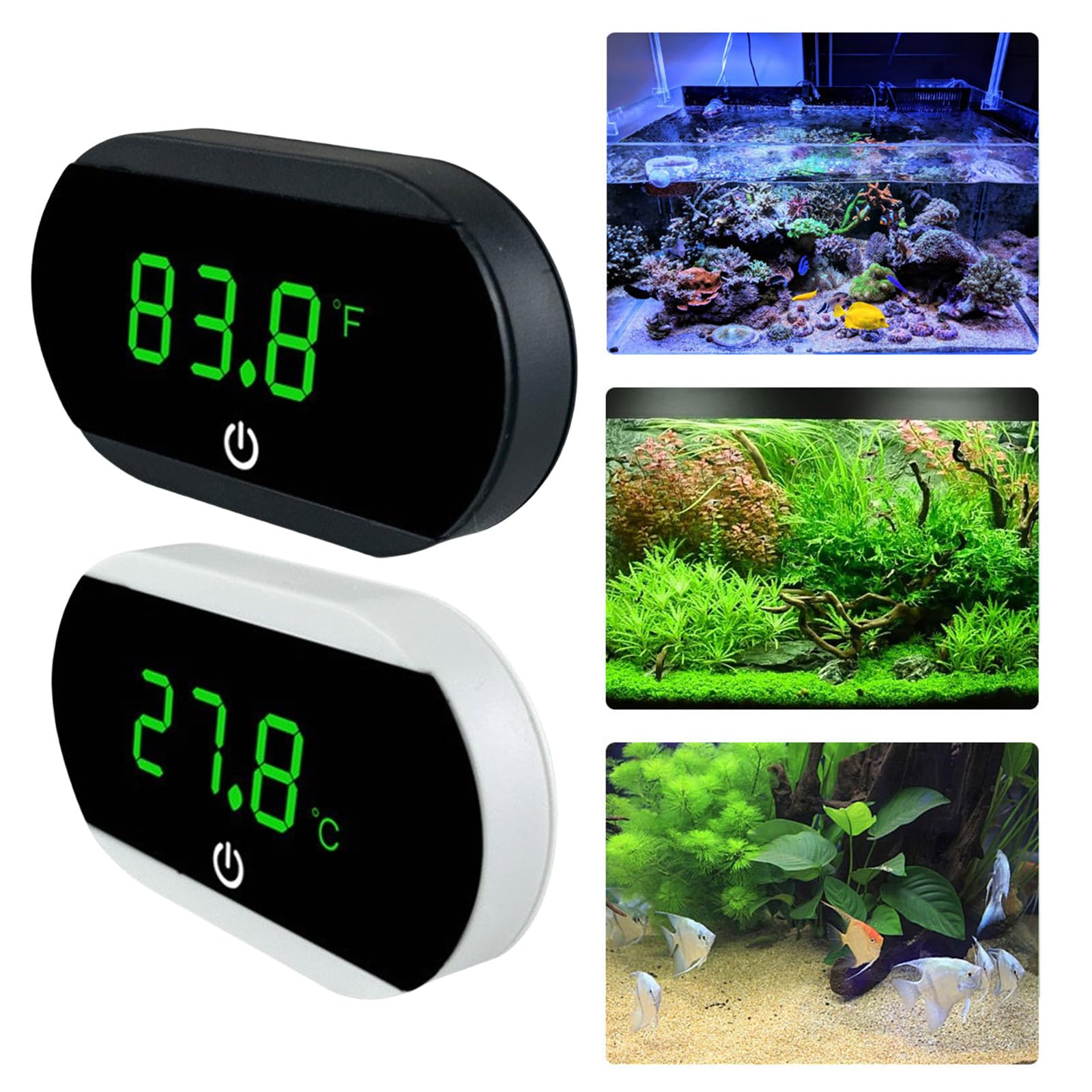 jiahesuw2 LED Digital Aquarium Thermometers Measure Temp Meter Tools Stick On Fishtank Water Temperature Meter