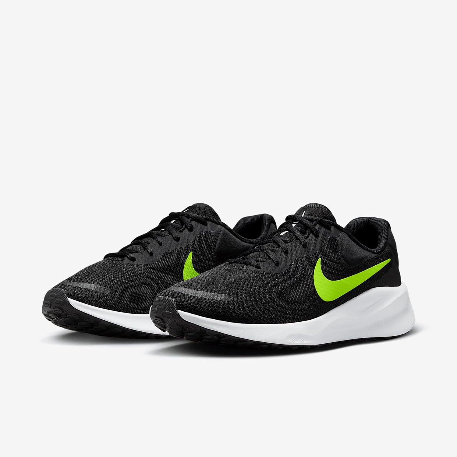 Nike Revolution 7 Men's Road Running Shoes (FB2207-010, Black/White/Volt) Size 12 - Image 5