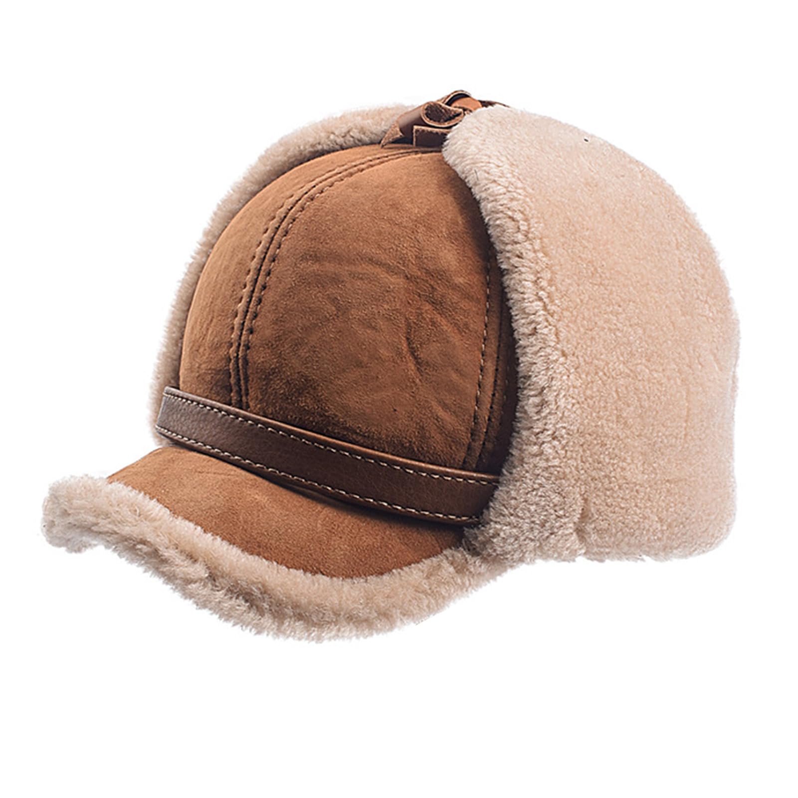 Gorras de lana térmica resistente al viento para adultos, de forro polar, de lana de oveja, gorra de béisbol para invierno, para ciclismo, transpirable, cálido, gorro deportivo