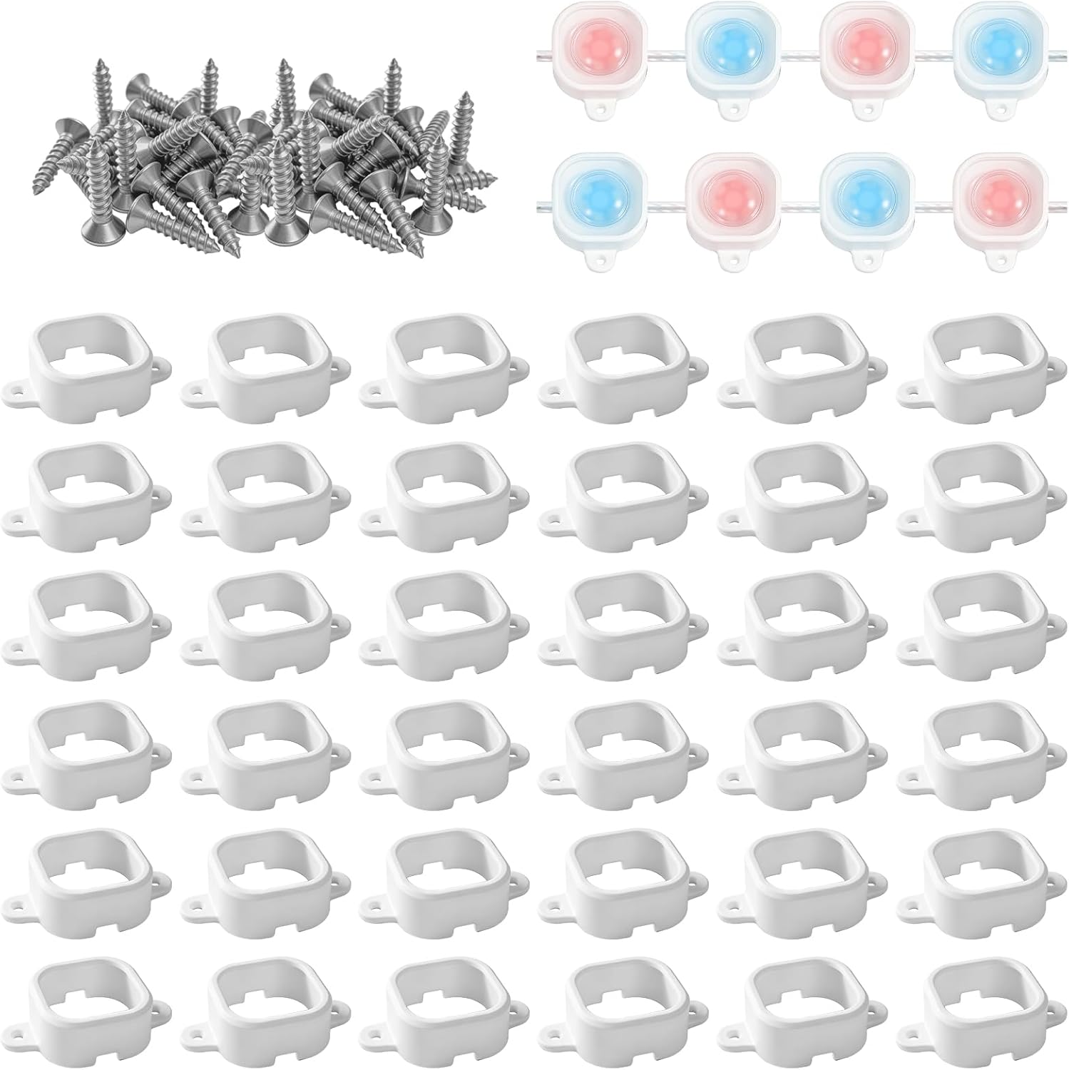 70 Pcs Outdoor Light Mounting Clips for Govee H706 H806 Permanent Outdoor Lights, with 140 Screws, Secure Mounting Brackets for Extension & Protection, Weatherproof (70PCS-White)