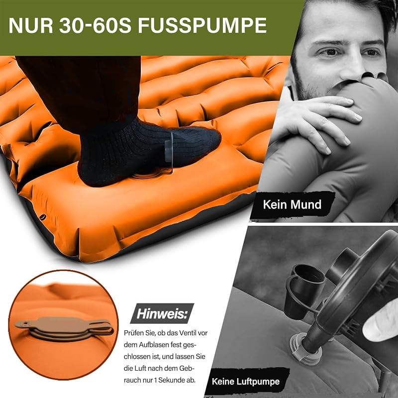 Yuzonc Önfelfújó Kempingmatrac Lábpumpával és Párnával - Ultrakönnyű Túramatrac Hátizsákos Kiránduláshoz, Narancs
AI: I've created a Hungar