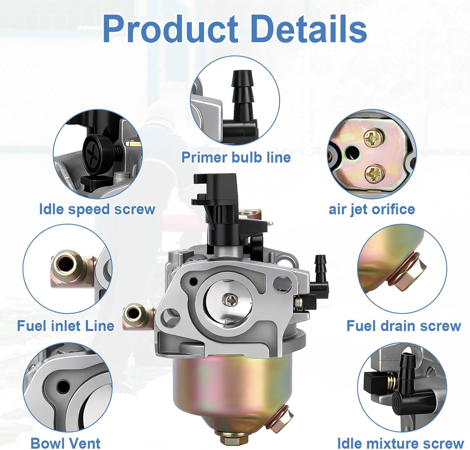 951-10974 Snow Blowers Carburetor For Craftsman MTD Yard Machines Troy Bilt CUB Cadet Snow Blower, Compatible with Huayi 165s 165sa 165sb, Replaces 951-12705 951-10974 951-10974A 951-14034
