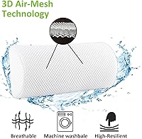 Vista 2 de Esme L&H Rollo lumbar para silla de oficina, asiento de automóvil, tela 3D transpirable, rollo de apoyo para la parte inferior de la espalda